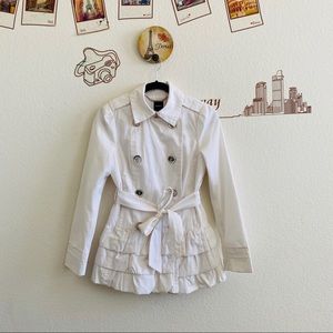 Express White Ruffle Button Up Jacket Size XS
